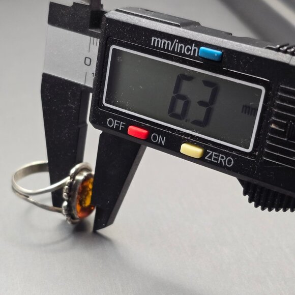 VTG Sterling Silver Amber Ring Size 8.5 Split Shank 3.34g Sliced Accents Poland - Picture 10 of 12